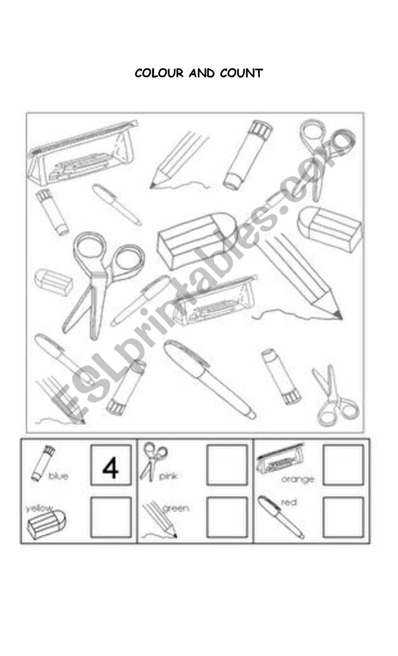 school objects worksheet