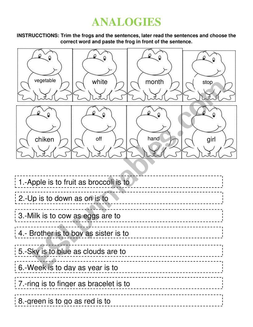 ANALOGIES worksheet