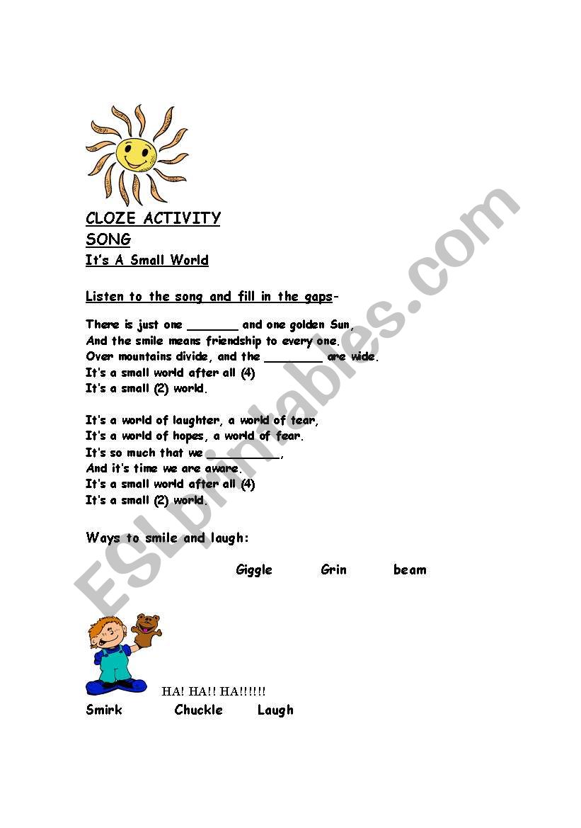 ITS A SMALL WORLD!!! worksheet
