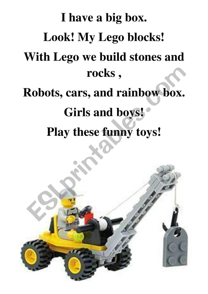 Poem for boys (lego blocks) worksheet