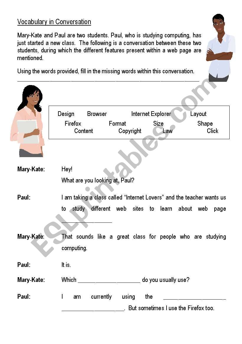 Internet and Web pages worksheet