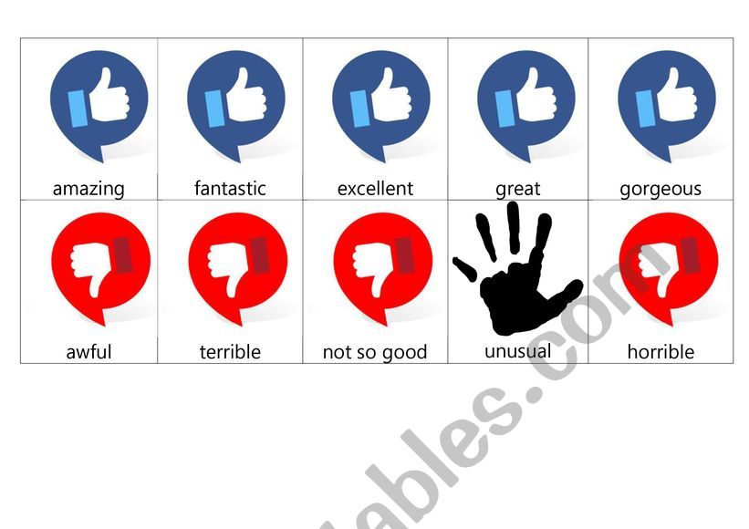 Opinion Cards - Responses about Likes/Dislikes 