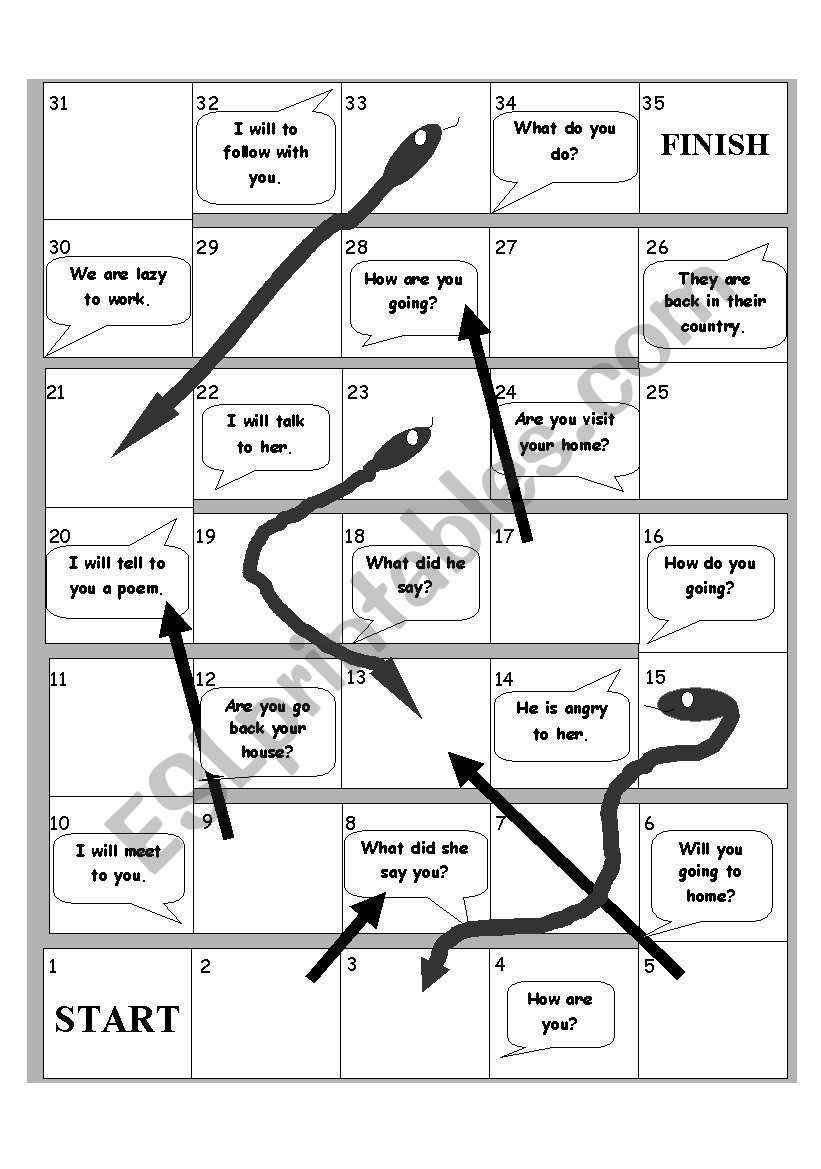 snakes and arrows board worksheet