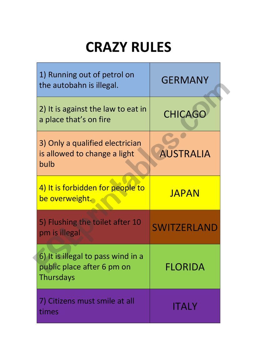 Modal Verbs _ prohibition _ must - mustnt _ crazy laws