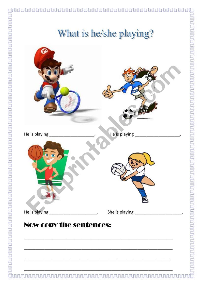 What is he/she playing? worksheet