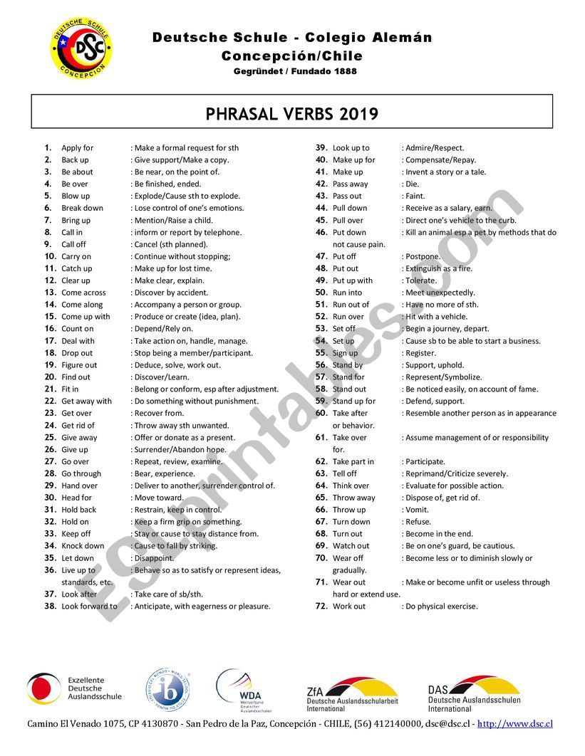 Phrasal Verbs Advanced worksheet