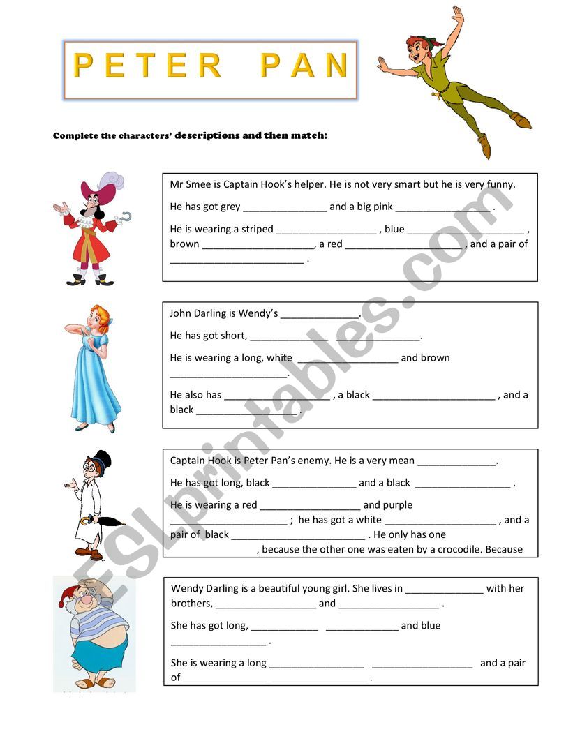 Peter Pan worksheet