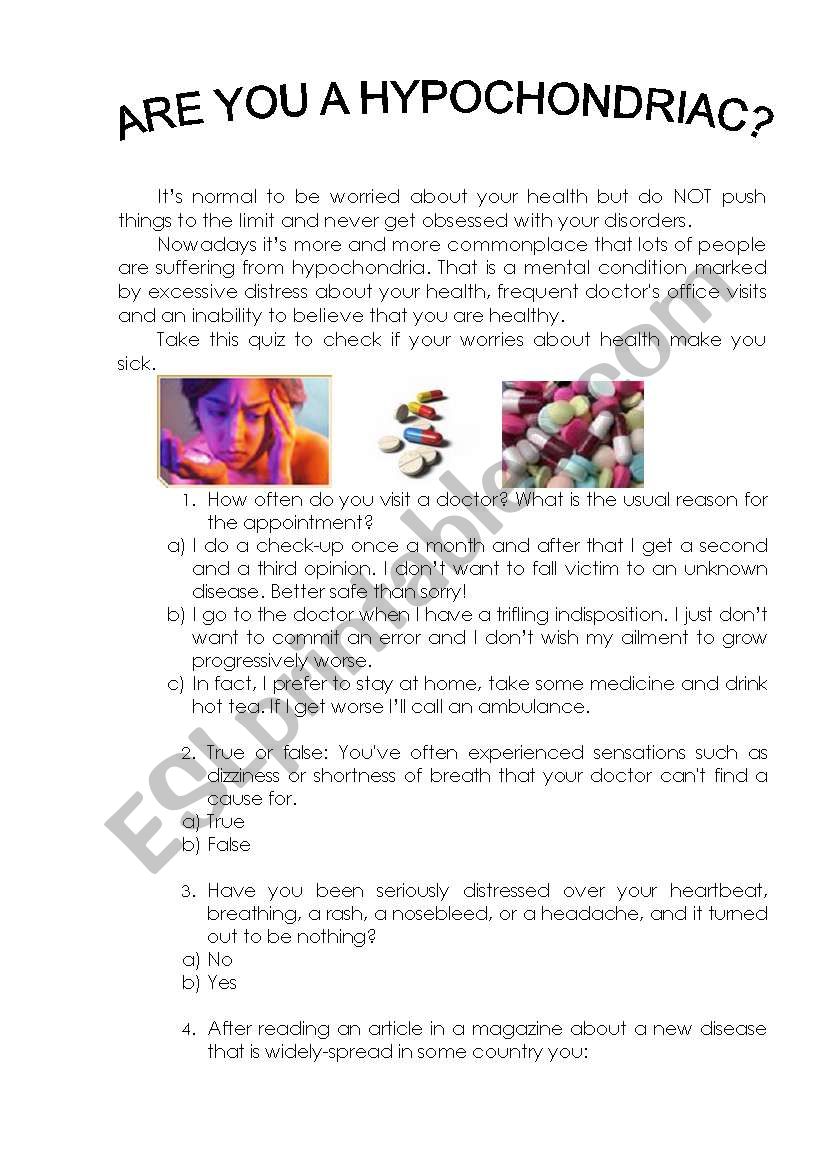 Are you a hypochondriac? worksheet