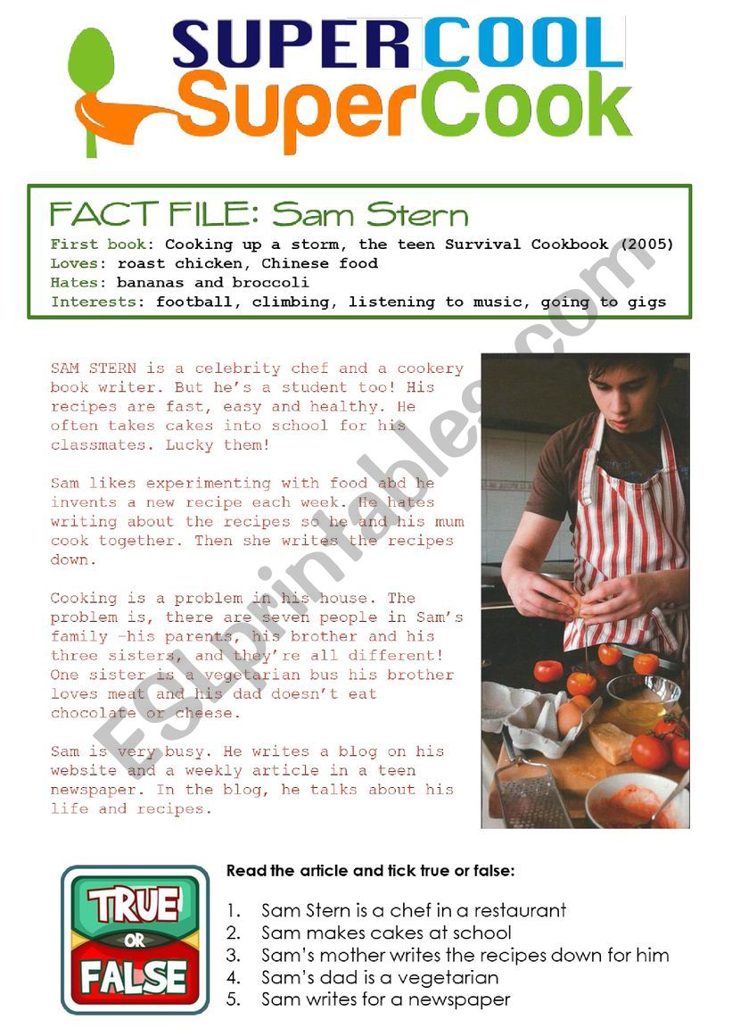 Meet a famous cook!!! worksheet