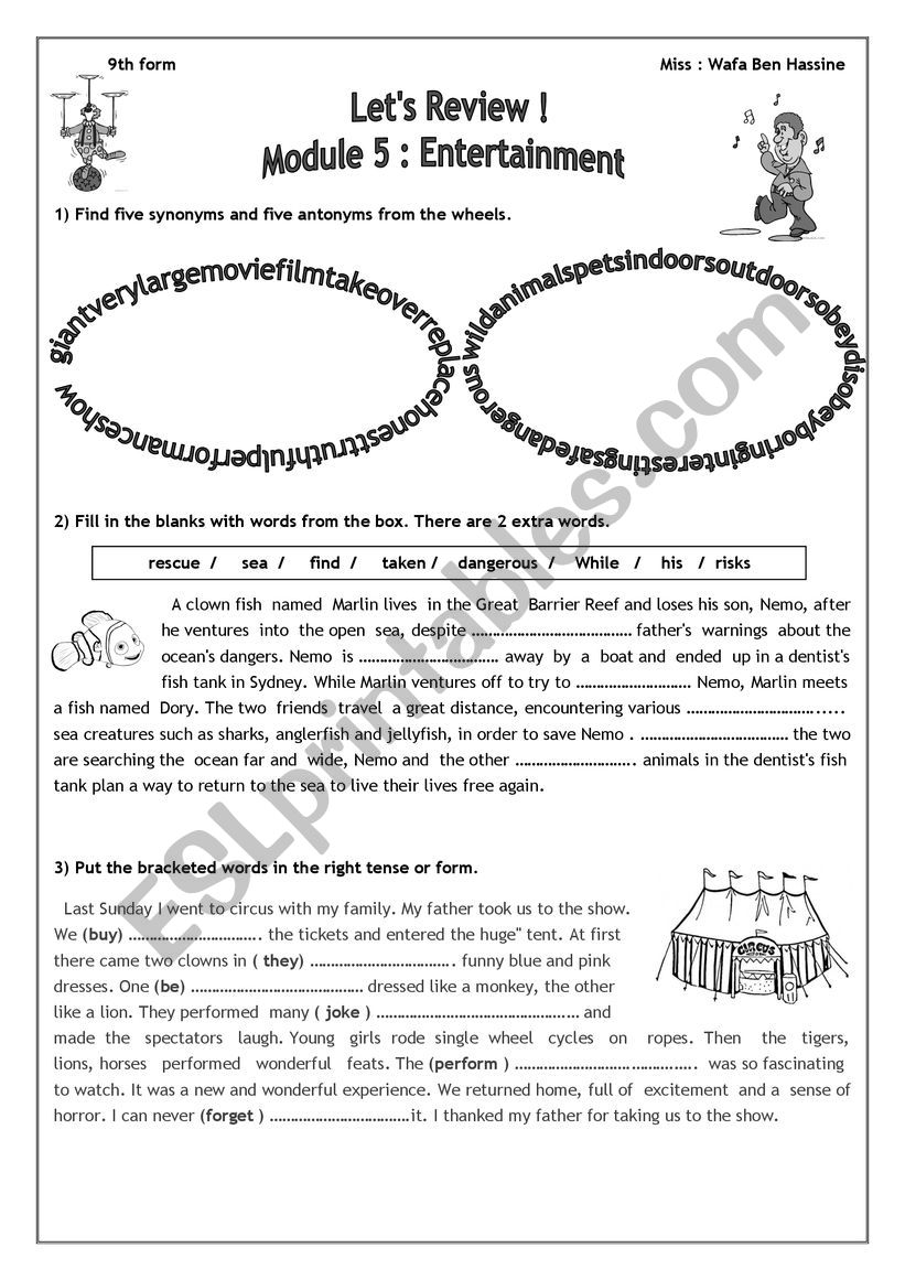 Lets review: Module 5 : Entertainment (9th form)