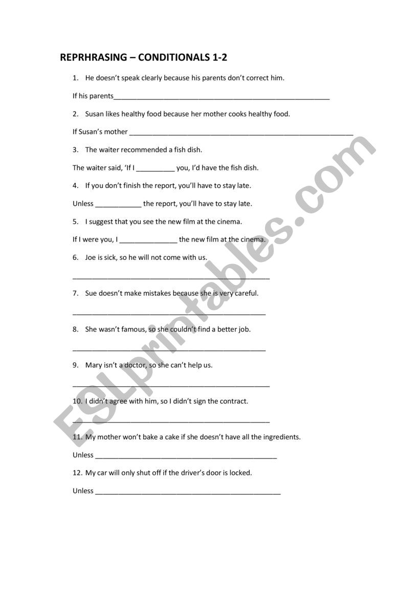 rephrasing-conditional-sentences-1-and-2-esl-worksheet-by-neme89
