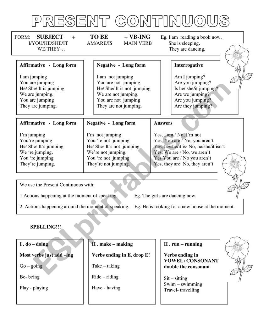 PRESENT CONTINUOUS :) worksheet
