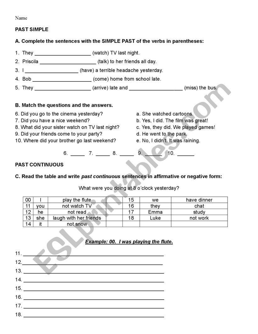 Past and present perfect test 