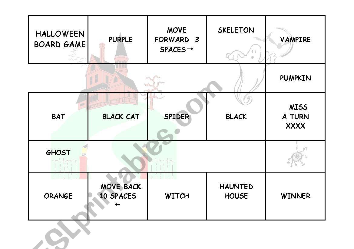 Halloween Board game worksheet