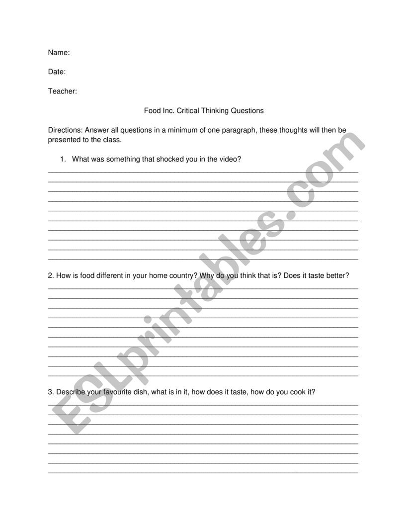 Food Inc Movie Worksheet - Worksheet List Pertaining To Food Inc Worksheet Answers