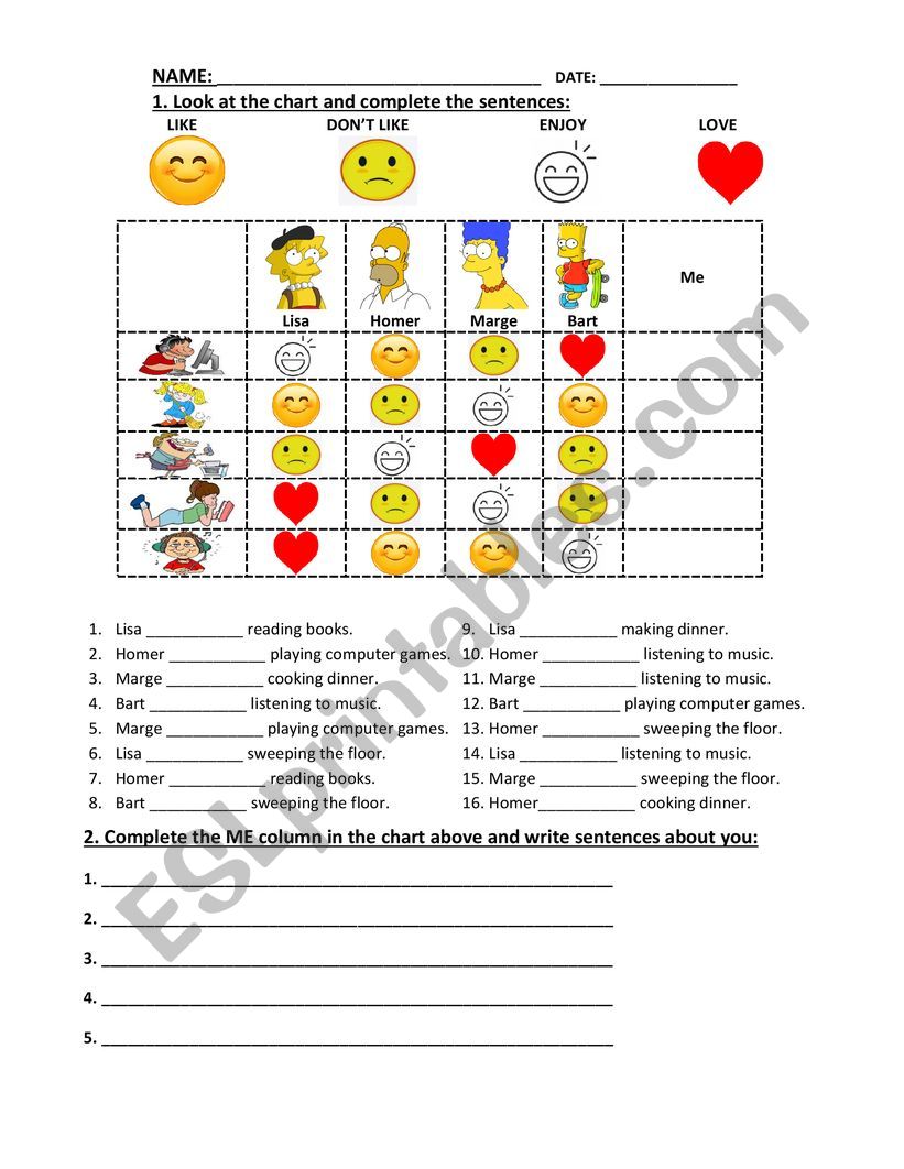 ACTIVITIES AT HOME - CHORES worksheet