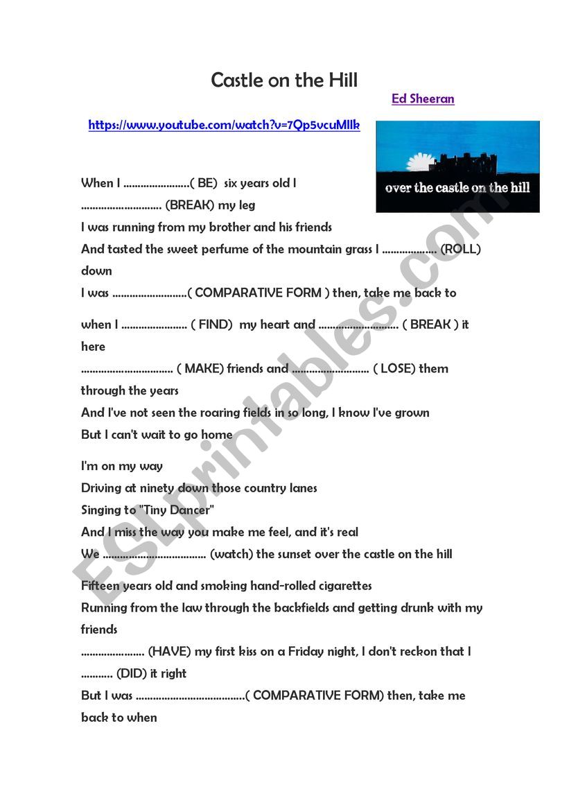 castle on the hill worksheet