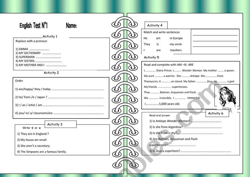 TEST 1 worksheet