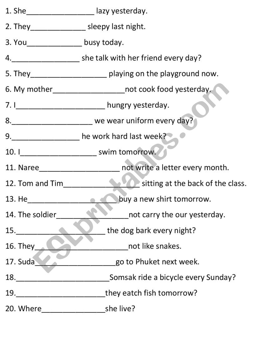 auxiliary verbs mixed tenses worksheet