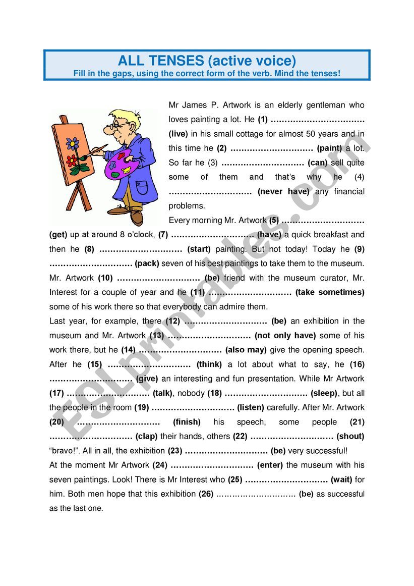All Tenses 16 - incl. modal verbs - ESL worksheet by makeover
