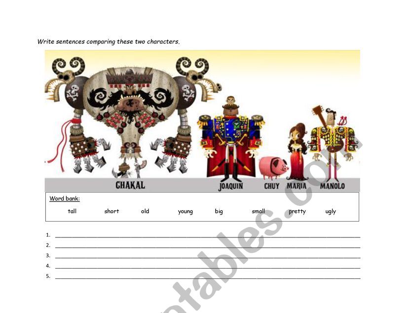 Comparatives Practice: Book of Life Movie Characters