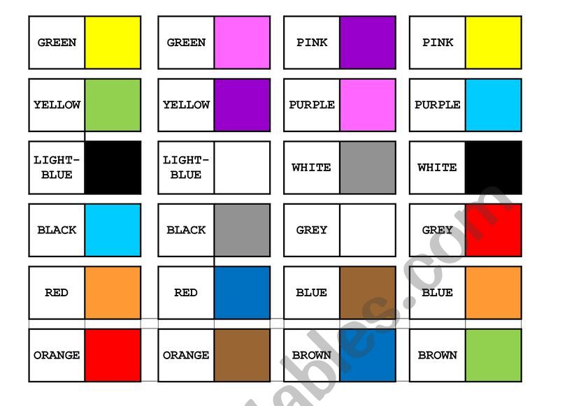 colours dominoes worksheet