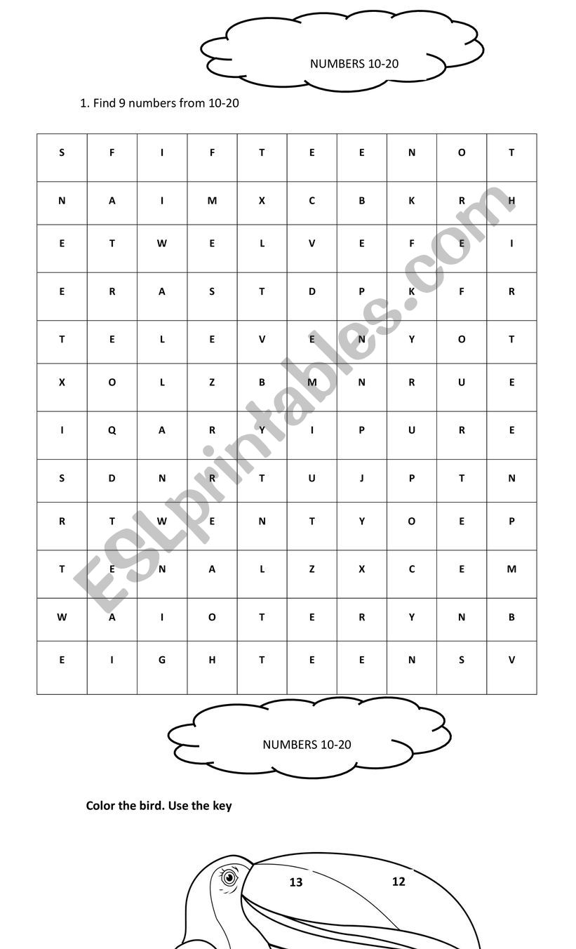 Numbers and colors worksheet