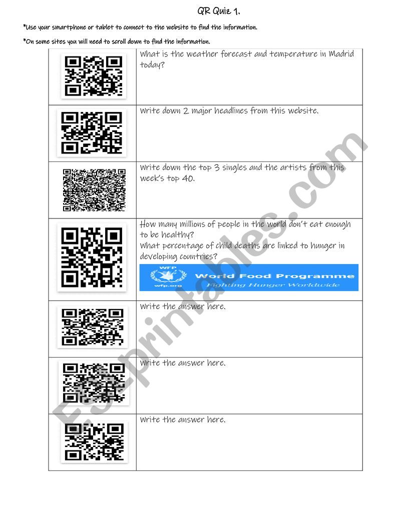 QR Quiz 1 worksheet