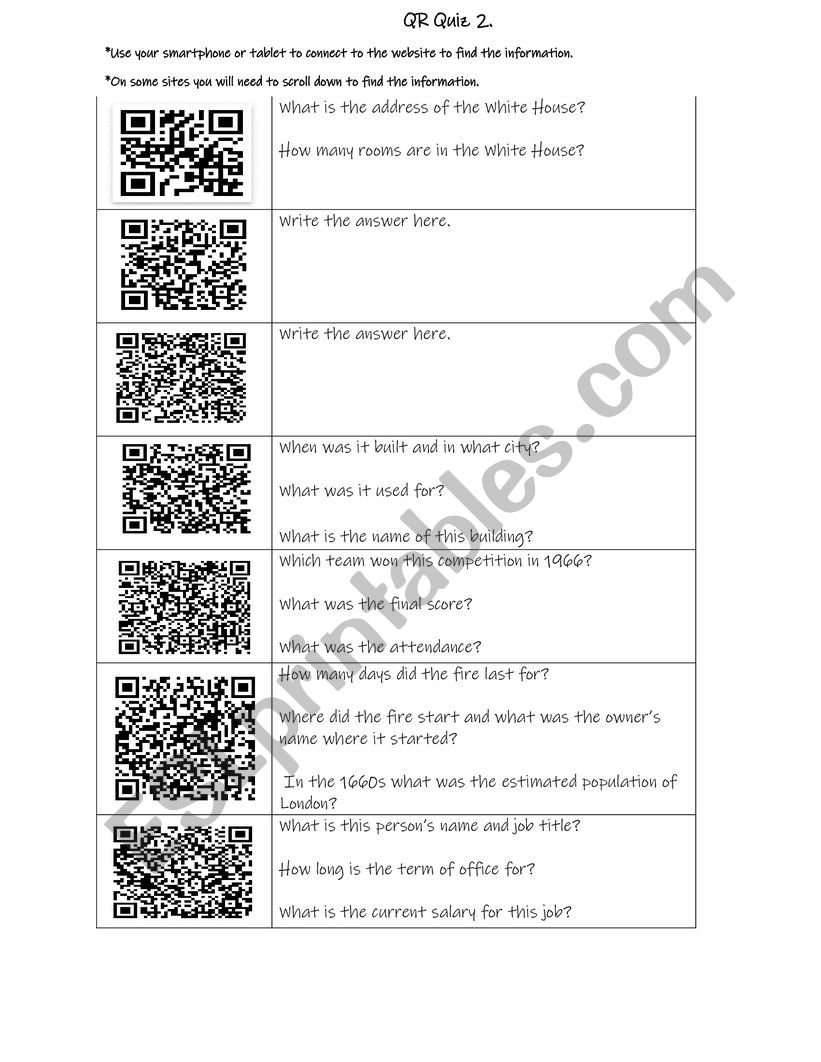 QR Quiz 2 worksheet