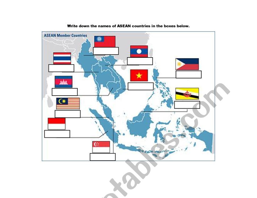 Name the Asean Countries worksheet