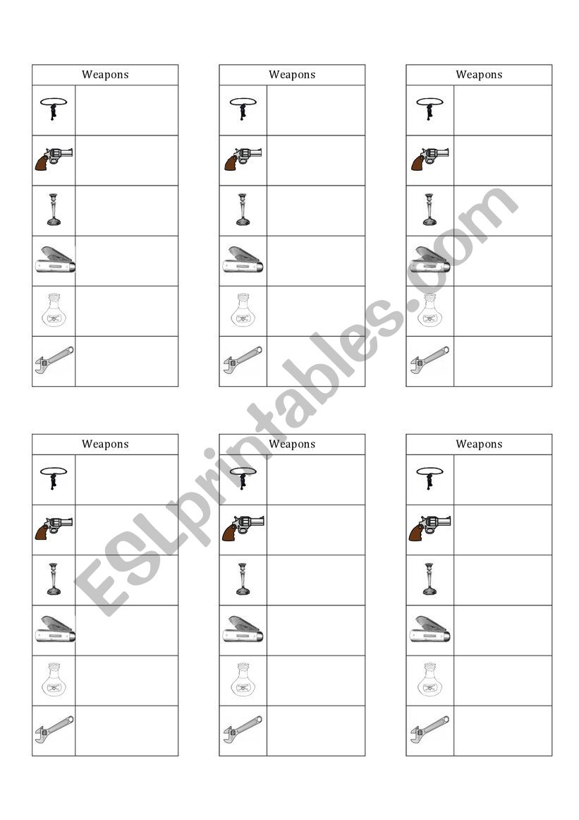 Cluedo re-usable WS3 worksheet