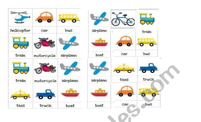 Bingo transports worksheet