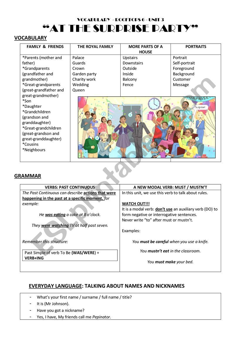 ROOFTOPS 6 - VOCABULARY UNIT 3