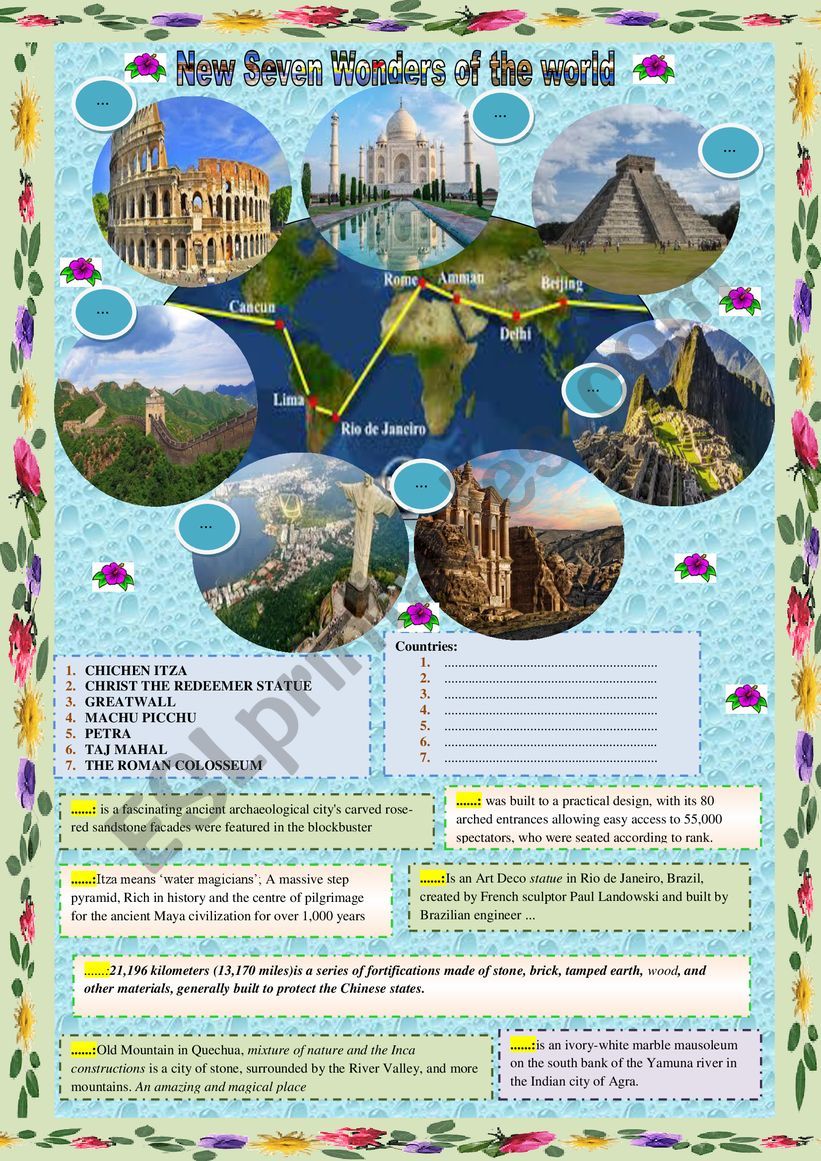 Modern Seven Wonders worksheet