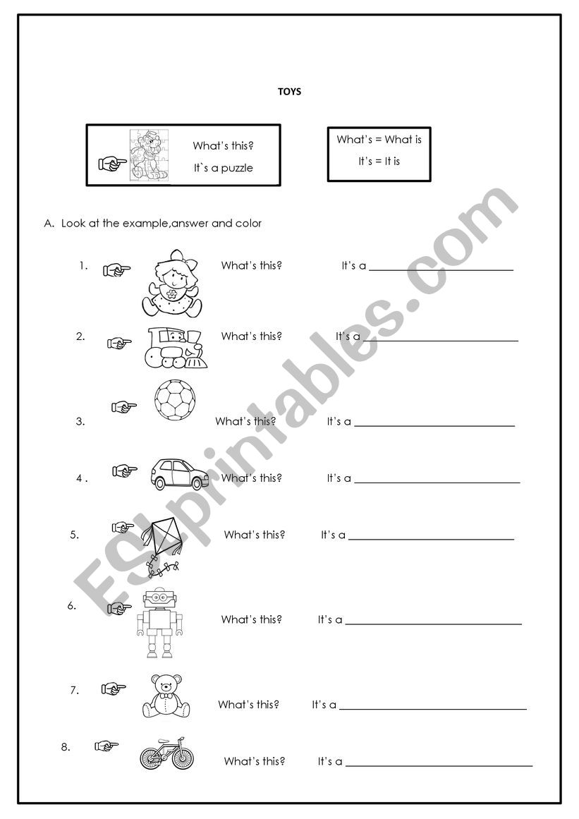 TOYS worksheet