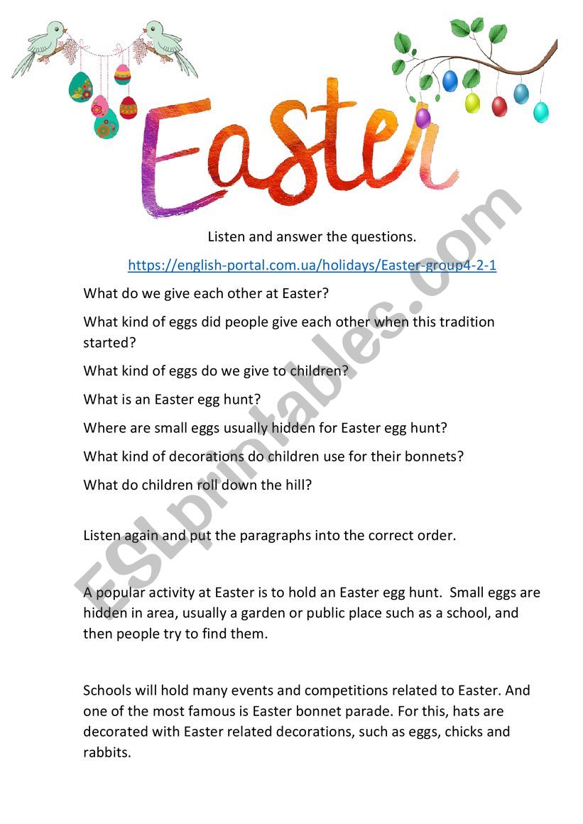 Easter worksheet