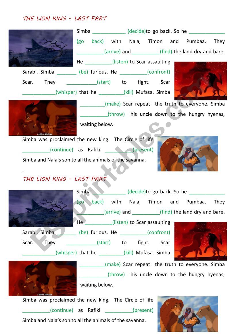 the lion king last part worksheet