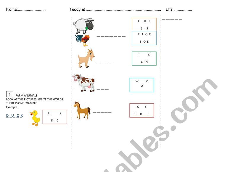 farm animals worksheet