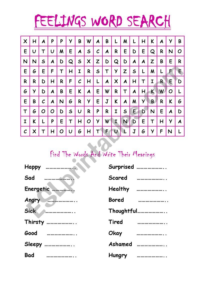 Feeling search. Feelings and emotions Wordsearch. Word search feelings. Feelings Wordsearch for Kids. Feelings Worksheets Wordsearch.