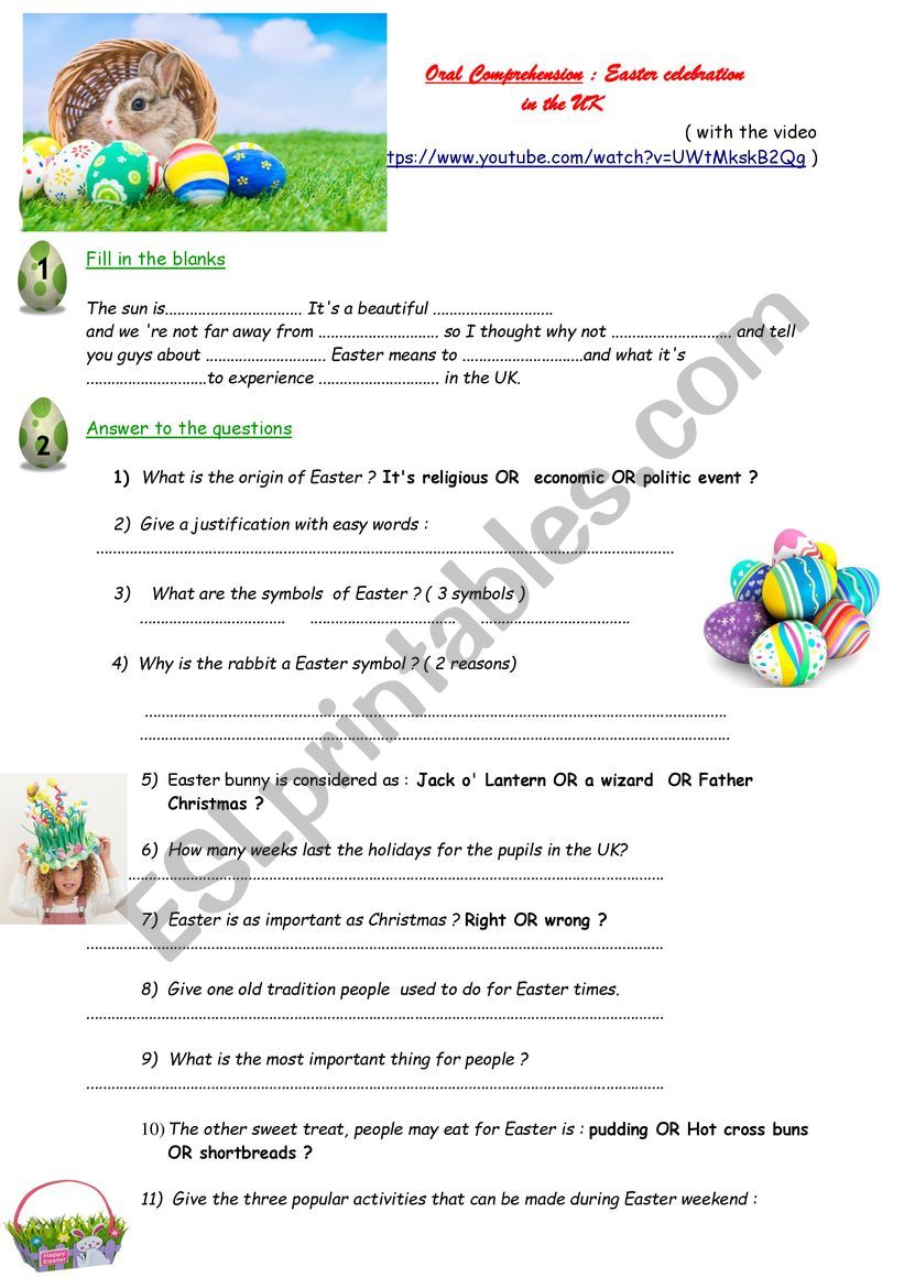 Oral comprehension : Easter Celebration 