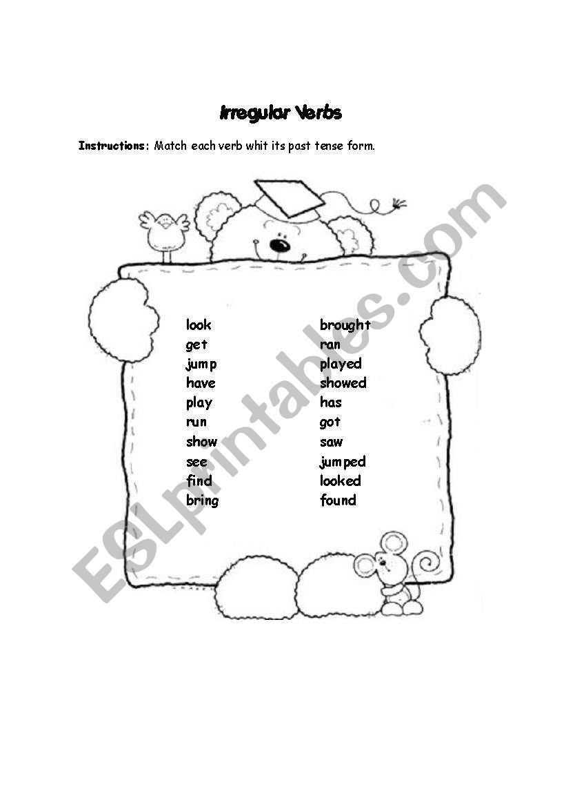 Irregular verbs worksheet