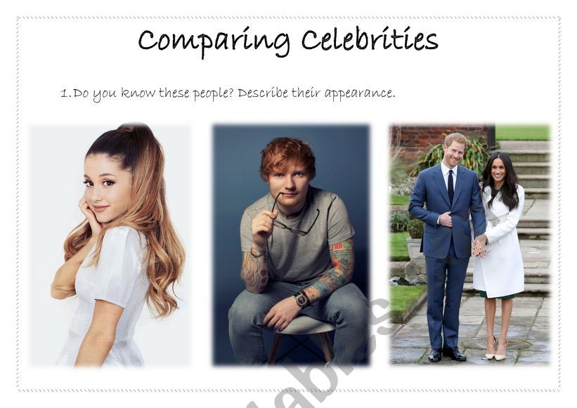 Comparing Celebrities worksheet