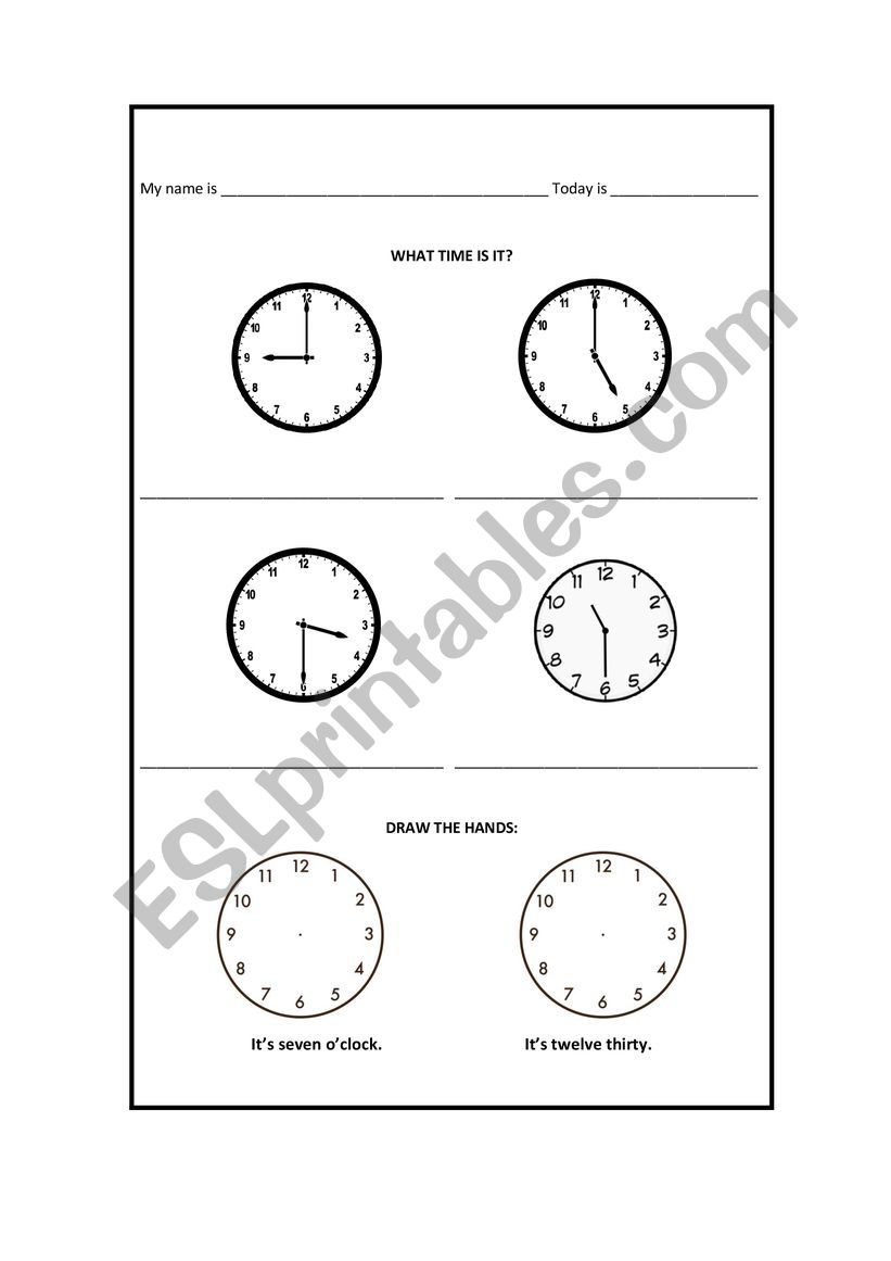 What time is it worksheet