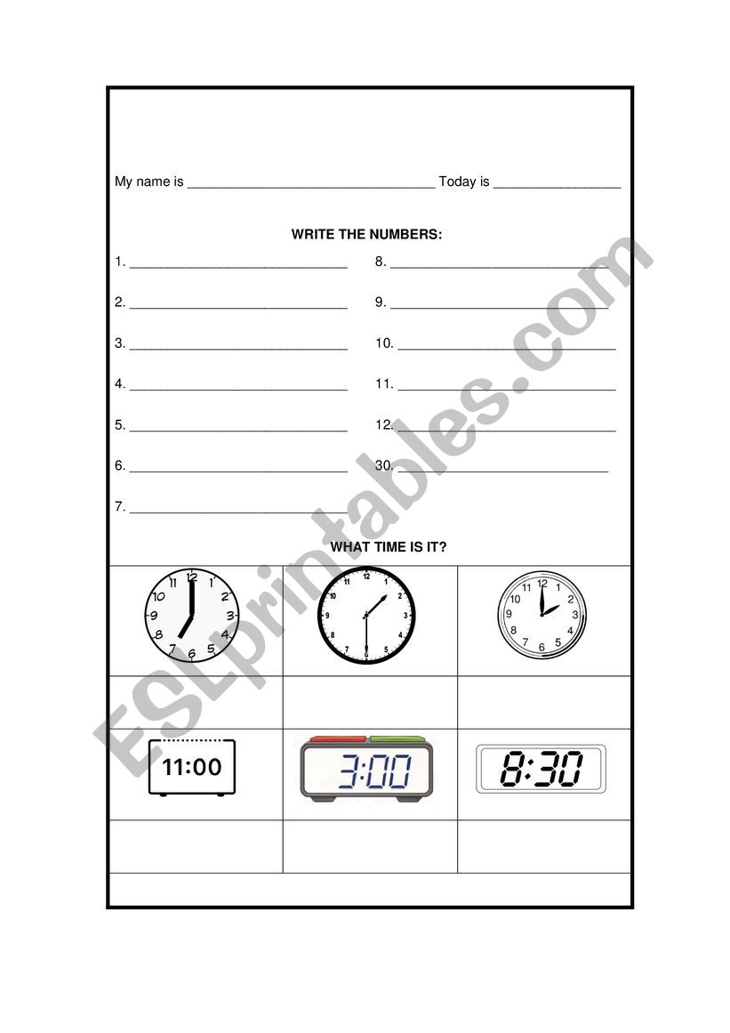 What time is it worksheet