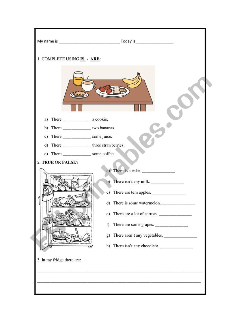 There to be + food worksheet