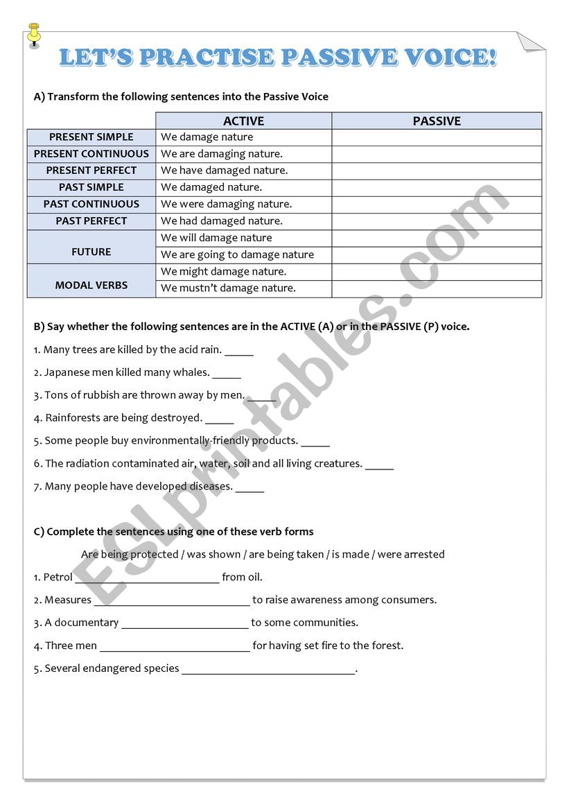 Lets practise Passive Voice! worksheet
