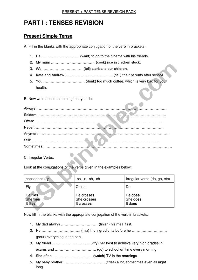 Past and Present Tenses: Simple Revision