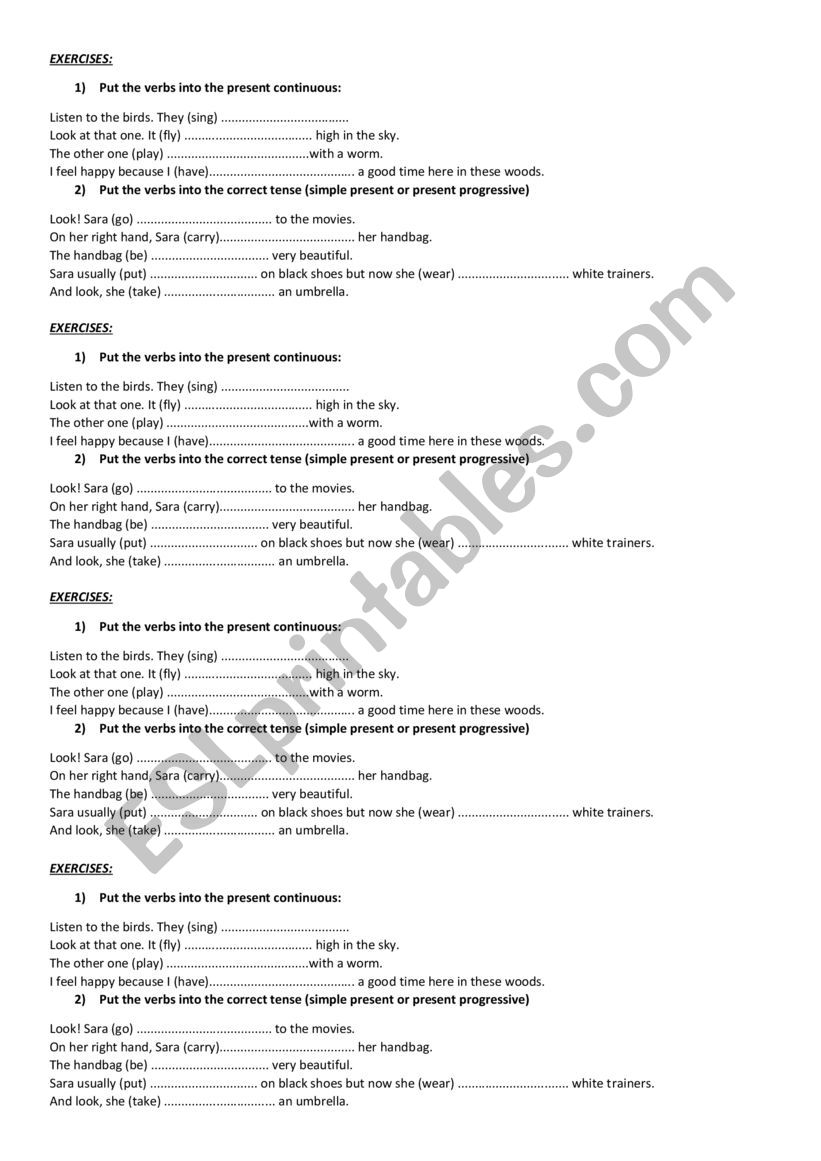 Present Continuous worksheet