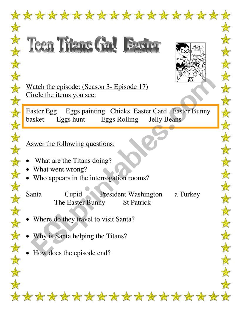 Easter Video Activity - Teen Titans Go!  