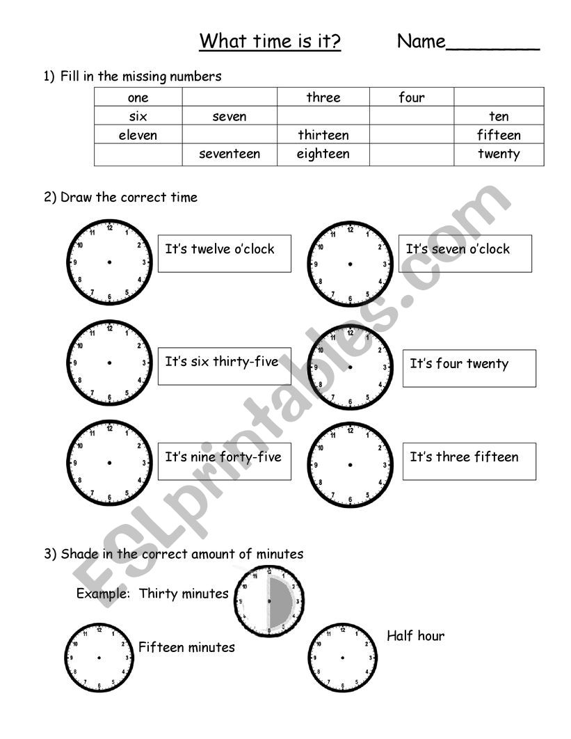 What time is it? Worksheet worksheet